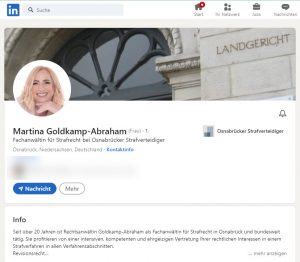 Kanzlei Goldkamp-Abraham jetzt auf LinkedIn – Vernetzen Sie sich mit der Fachanwältin für Strafrecht!